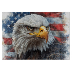 Majestic Bald Eagle Patriotic Art – American Flag Cutting Board