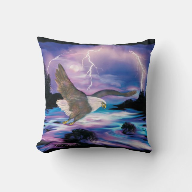 Majestic Bald Eagle Soaring Cushion (Front)