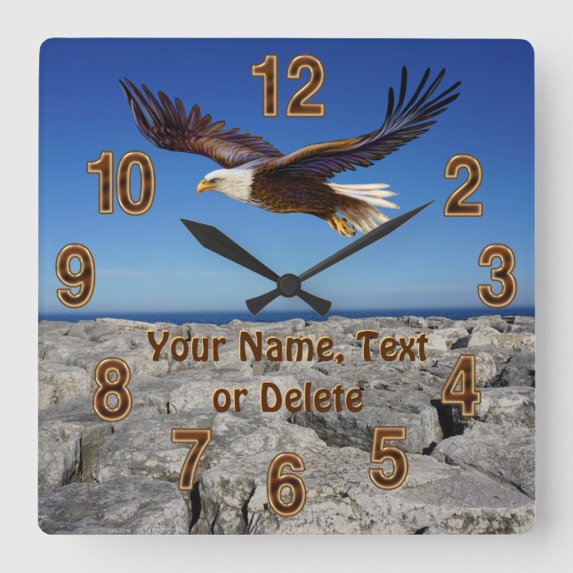 Majestic Bald Eagle Wall Decor, Eagle Wall Clock (Front)