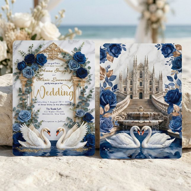 Majestic Baroque Arch & Fairytale Swan Wedding Invitation (Creator Uploaded)