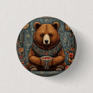 Majestic bear 3 cm round badge