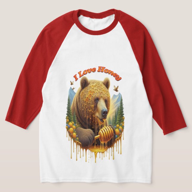 Majestic bear engaging in delightful honey T-Shirt (Laydown)