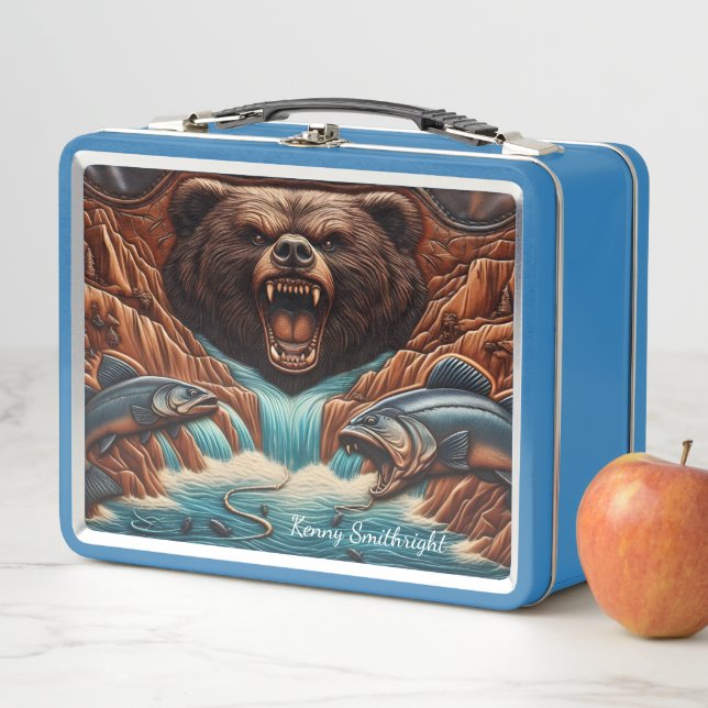 Majestic Bear Hunting in Rushing Rapids Metal Lunch Box (In Situ)