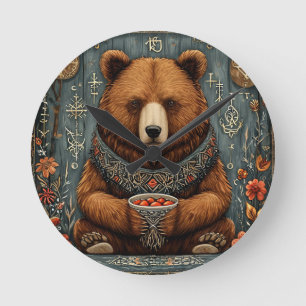 Majestic bear round clock