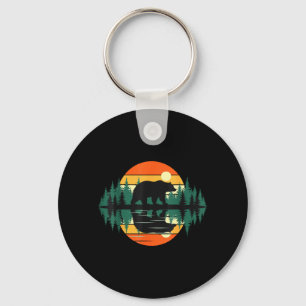 Majestic Bear Silhouette ne Forest Sunset Key Ring