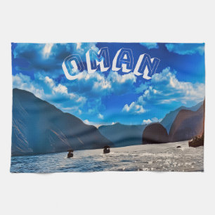 Majestic Beauty of Oman's Coastal Paradise Tea Towel
