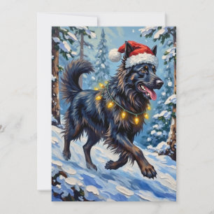 Majestic Belgian Shepherd Snow Forest Christmas Holiday Card