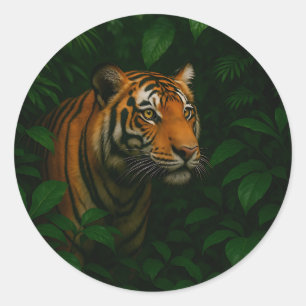 Majestic Bengal Tiger Jungle Portrait Wildlife Classic Round Sticker