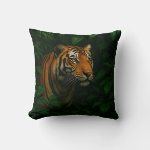 Majestic Bengal Tiger Jungle Portrait Wildlife Cushion