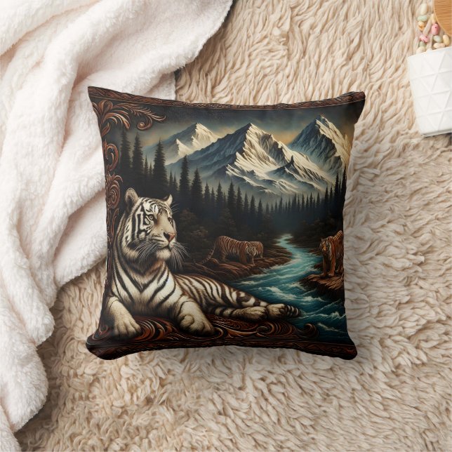 Majestic Bengal Tigers by Mountain River Cushion (Blanket)