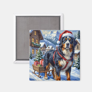 Majestic Bernese Mountain Dog Alpine Christmas Magnet