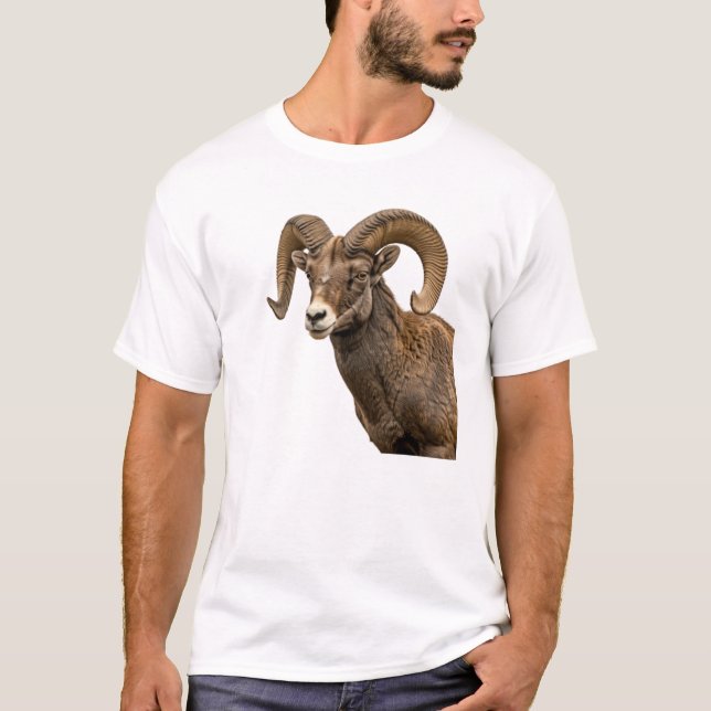 Majestic Bighorn Sheep on Rocky Hillside T-Shirt (Front)