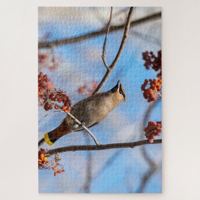 Majestic Bird, Canadian Bohemian Waxwing Jigsaw Puzzle (Vertical)