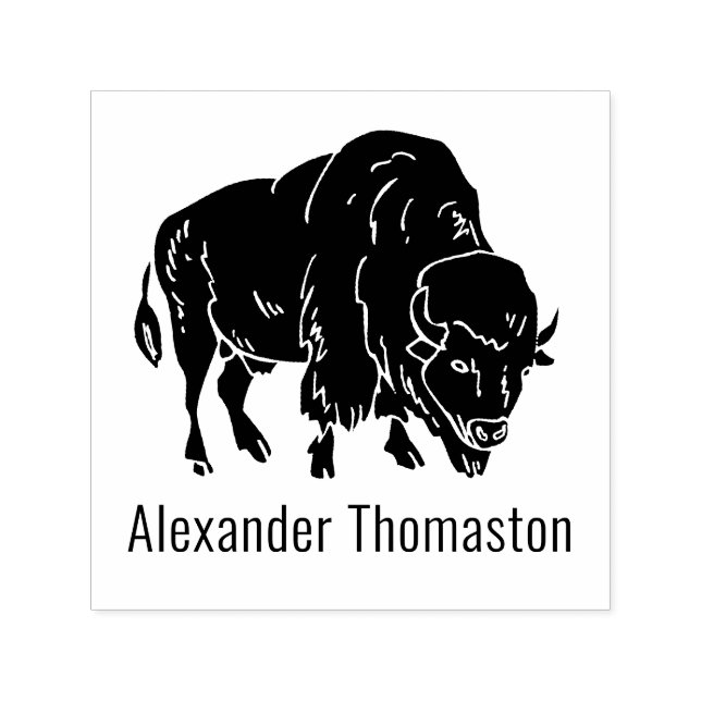 Majestic Bison Buffalo Silhouette Name Self-inking Stamp (Design)