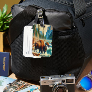 Majestic Bison Migration Luggage Tag