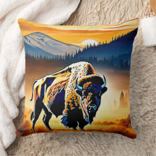 Majestic Bison Sunset Cushion