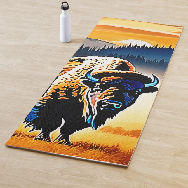 Majestic Bison Sunset Yoga Mat (In Situ)