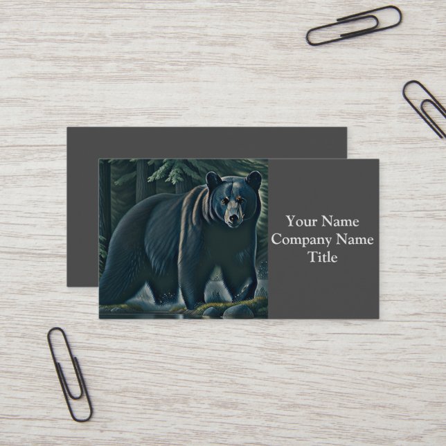 Majestic Black Bear Of The North Woods Business Card (Front/Back In Situ)