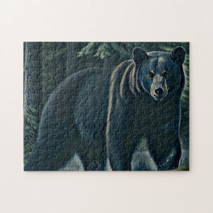 Majestic Black Bear Of The North Woods Jigsaw Puzzle