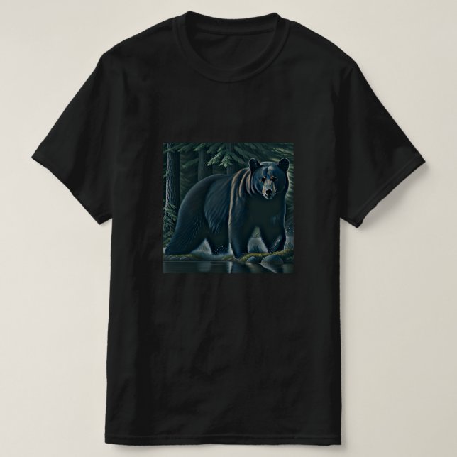 Majestic Black Bear Of The North Woods T-Shirt (Design Front)