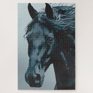 Majestic Black Horse Portrait Jigsaw Puzzle