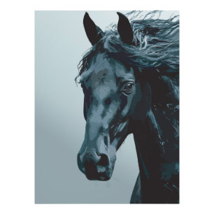 Majestic Black Horse Portrait Photo Print