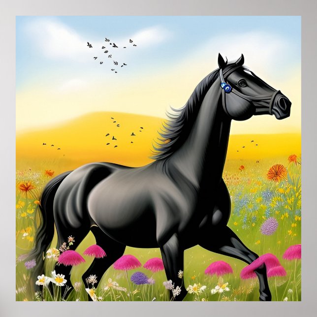 Majestic Black Horse Poster (Front)