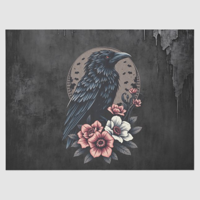Majestic black raven  tissue paper (Front)