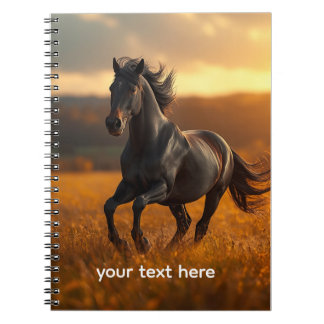 Majestic Black Stallion Autumn Landscape Jigsaw Pu Notebook
