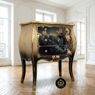 Majestic Black Swan with Golden Crown Decoupage Tissue Paper