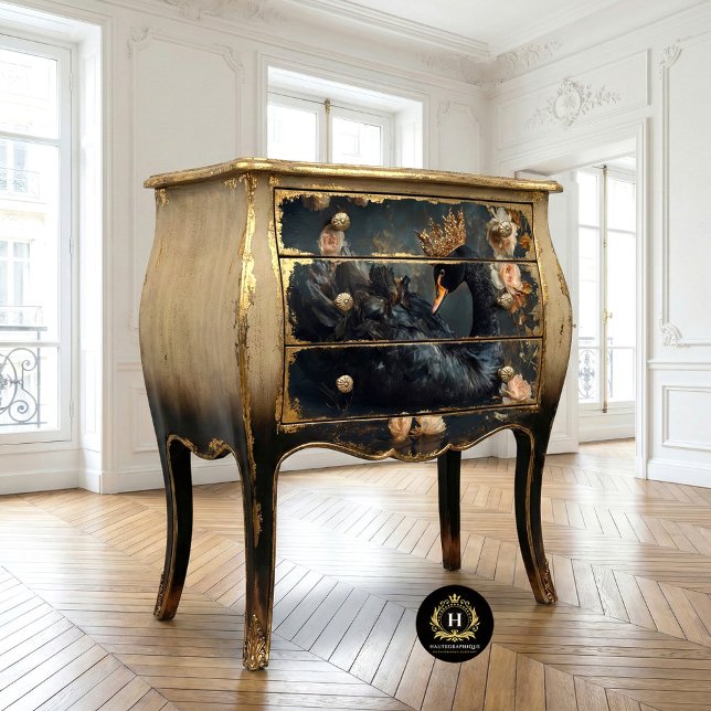 Majestic Black Swan with Golden Crown Decoupage Tissue Paper (Creator Uploaded)