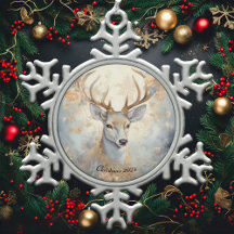 Majestic Blue and Gold Christmas Reindeer