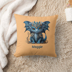 Majestic Blue Baby Dragon Chinese New Year 2024 Cushion