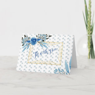 Majestic Blue Flowers Ornate Frame Thank You Card