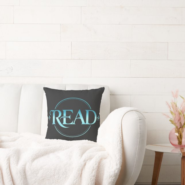 Majestic Blue Glass Typography "READ" Art Cushion (Couch)