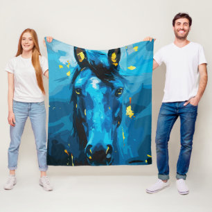 Majestic Blue Horse Art – Strength and Elegance Fleece Blanket