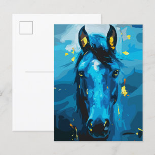 Majestic Blue Horse Art – Strength and Elegance Postcard
