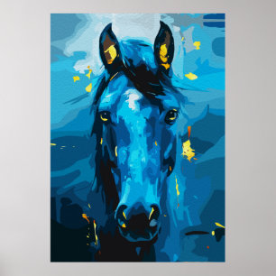 Majestic Blue Horse Art – Strength and Elegance Poster