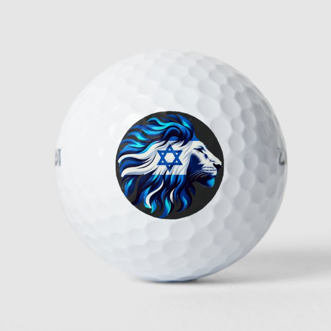 Majestic Blue Lion of Judah with Star of David Golf Balls (Front)