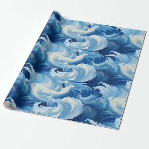 Majestic Blue Surge: Ocean Waves Wrapping Paper