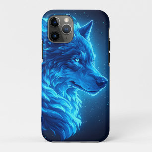 Majestic Blue Wolf Glowing Fantasy Wildlife Art iPhone 11 Pro Case