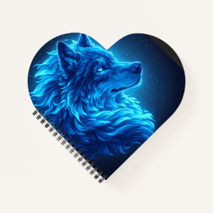 Majestic Blue Wolf Glowing Fantasy Wildlife Art Notebook