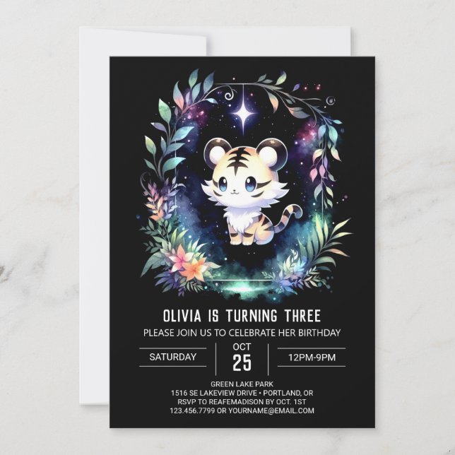 Majestic Boho Tiger Birthday Invitation (Front)
