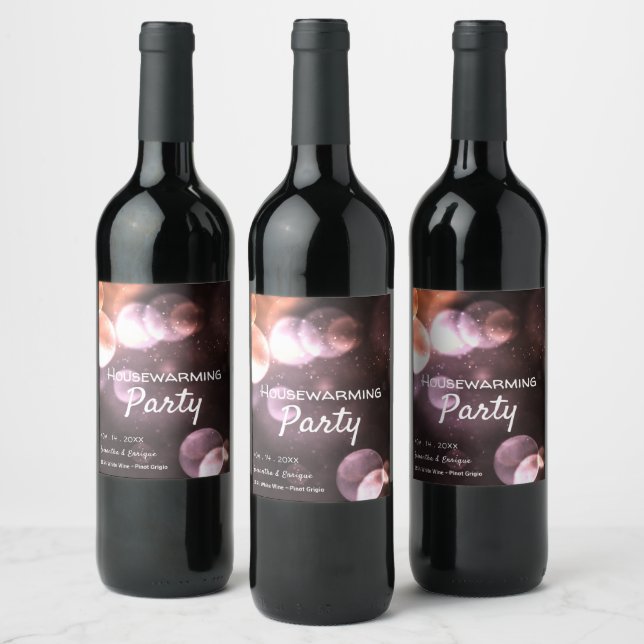 Majestic Bokeh Lights, Housewarming Party Wine Label (Bottles)