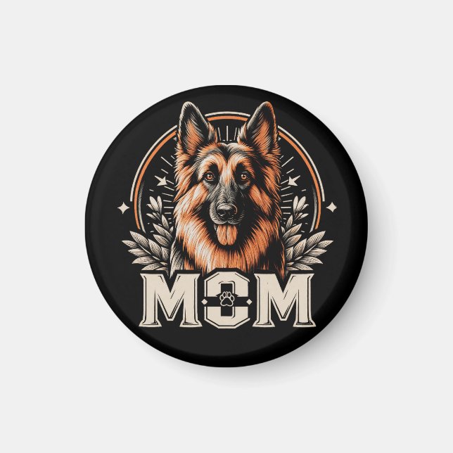 Majestic Bond: Gee Vaucher German Shepherd Dog Mum Magnet (Front)
