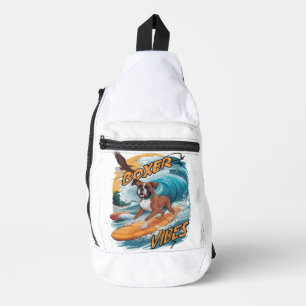 Majestic Boxer Surfer Conquering Waves Sling Bag