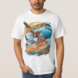 Majestic Boxer Surfer Conquering Waves T-Shirt