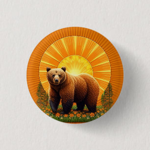 Majestic Brown Bear 3 Cm Round Badge