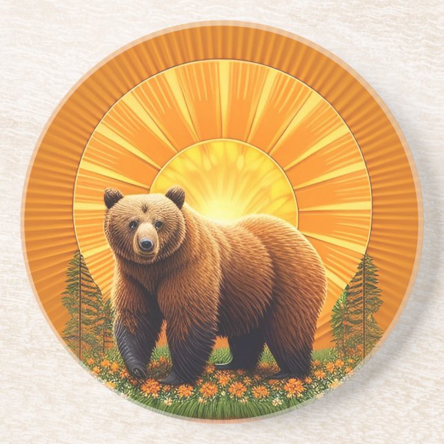Majestic Brown Bear  Coaster (Front)