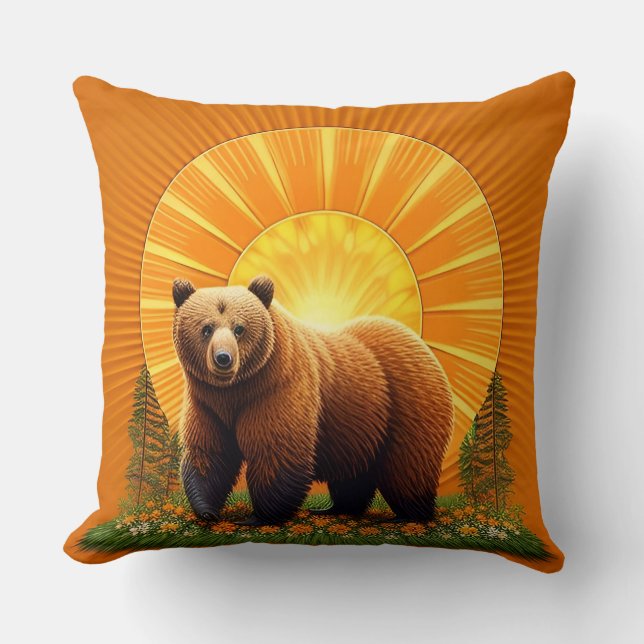 Majestic Brown Bear  Cushion (Front)